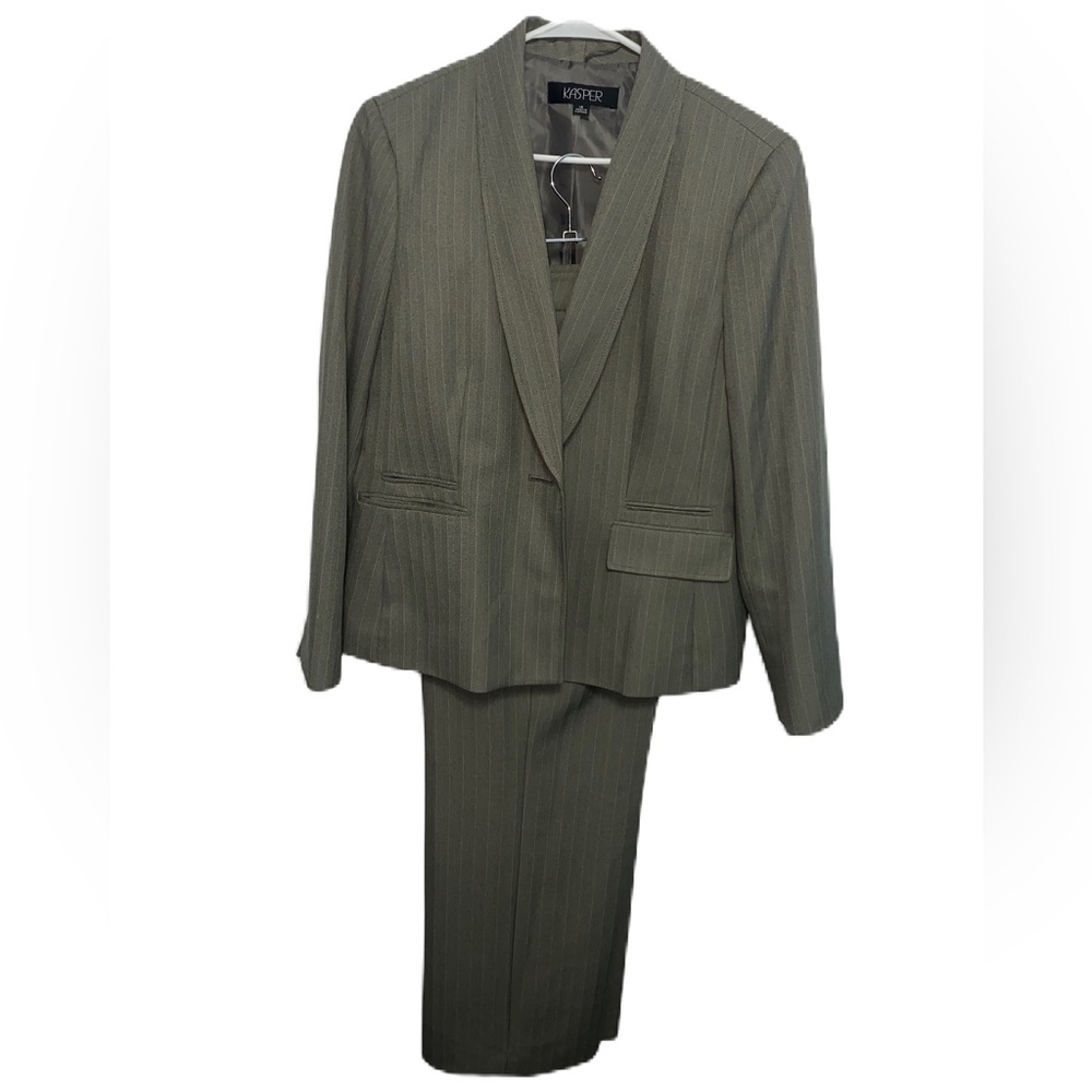 Kasper 2pc Olive pinstripe Suit